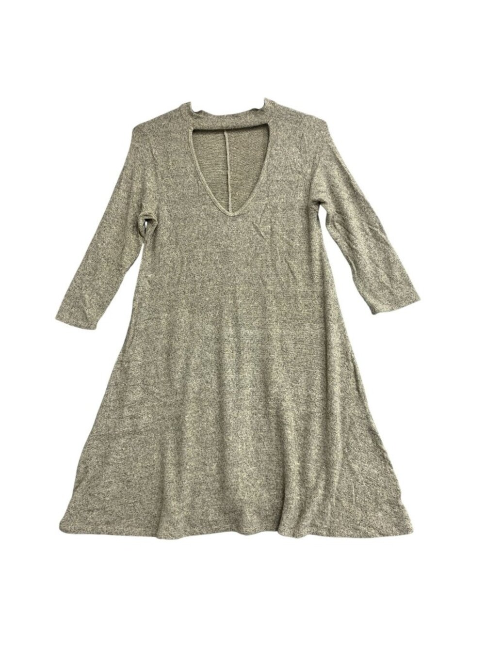 Acemi Women's M Beige Knit Mini Sweater dress Front Cut out 3/4 Sleeves B1189